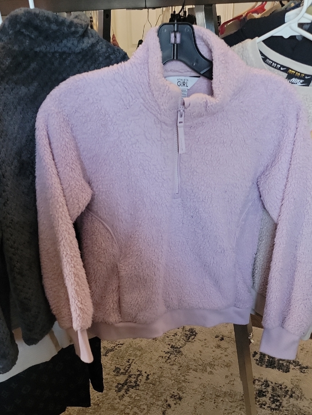 Athleta Girls' Plush Half-Zip Sherpa Pullover - Lavender